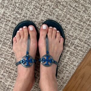 Tory Burch Teal Sandals with Logo